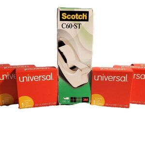 Scotch C60-ST Desktop Desk Tape Dispenser with 6 rolls of tape. Black/Silver